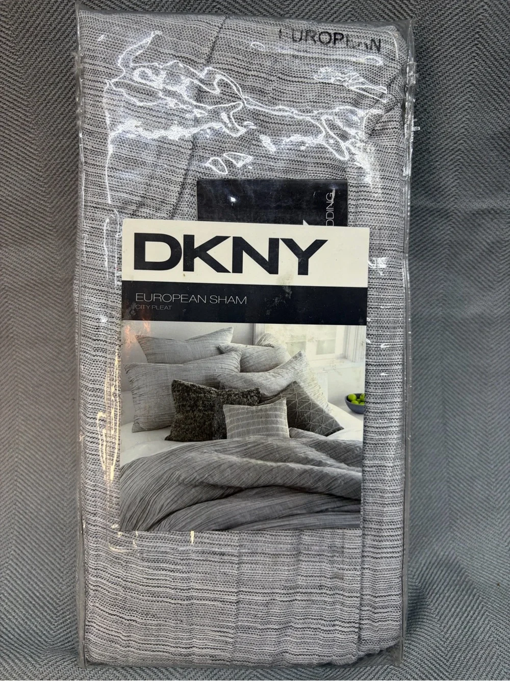 NWT DKNY euro sham city pleat gray
